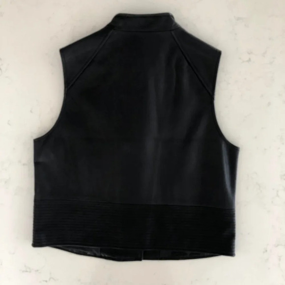 Paige Moto Style Leather Vest w Silver Metal Hardware Dark Ink Blue Sz L NWOT - Picture 7 of 14